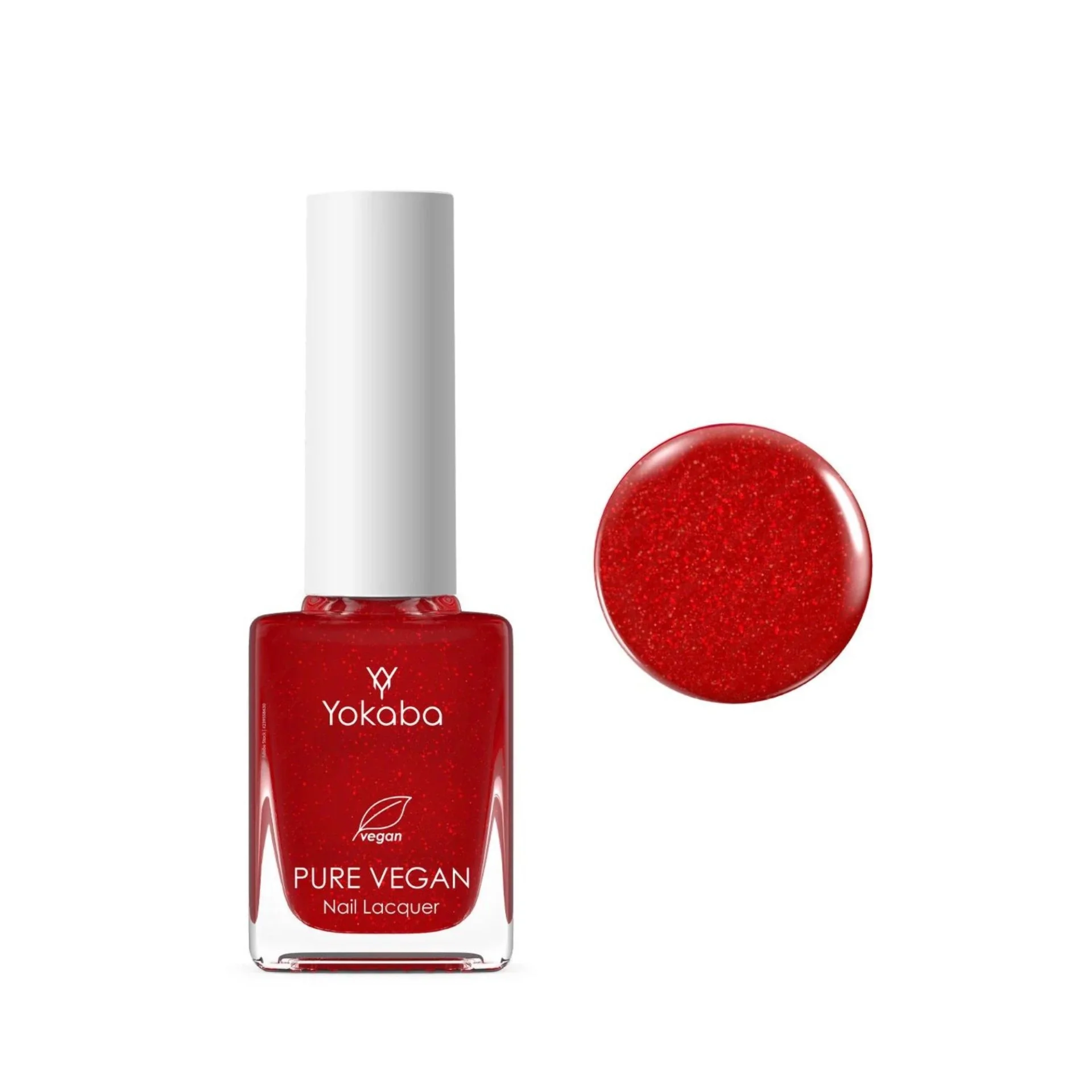 yokaba-pure-vegan-klasicheski-lak-za-nokti-67-red-sparkle-1-099 Pure Vegan - 67 Red Sparkle Веган класически лак за нокти - Image 1